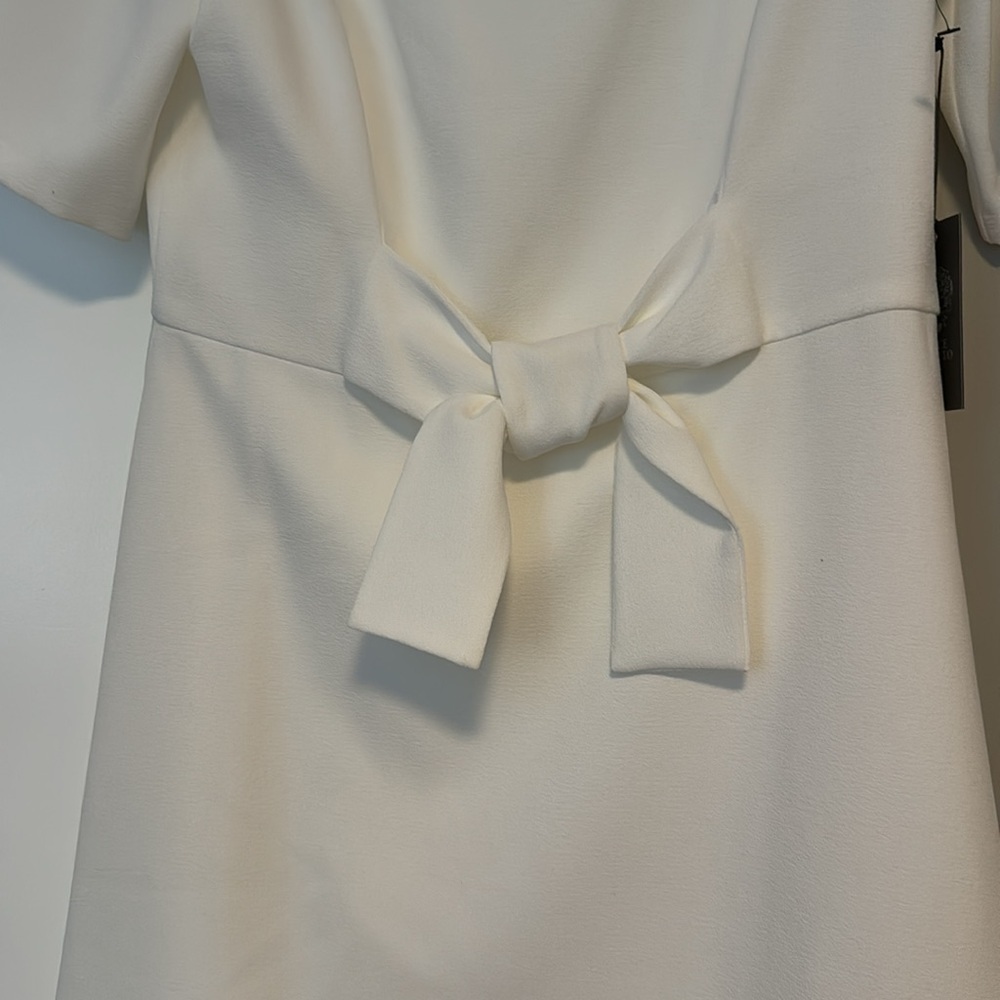 NWT Vince Camuto Signature Tie Front Stretch Crepe White Dress - Picture 6 of 11